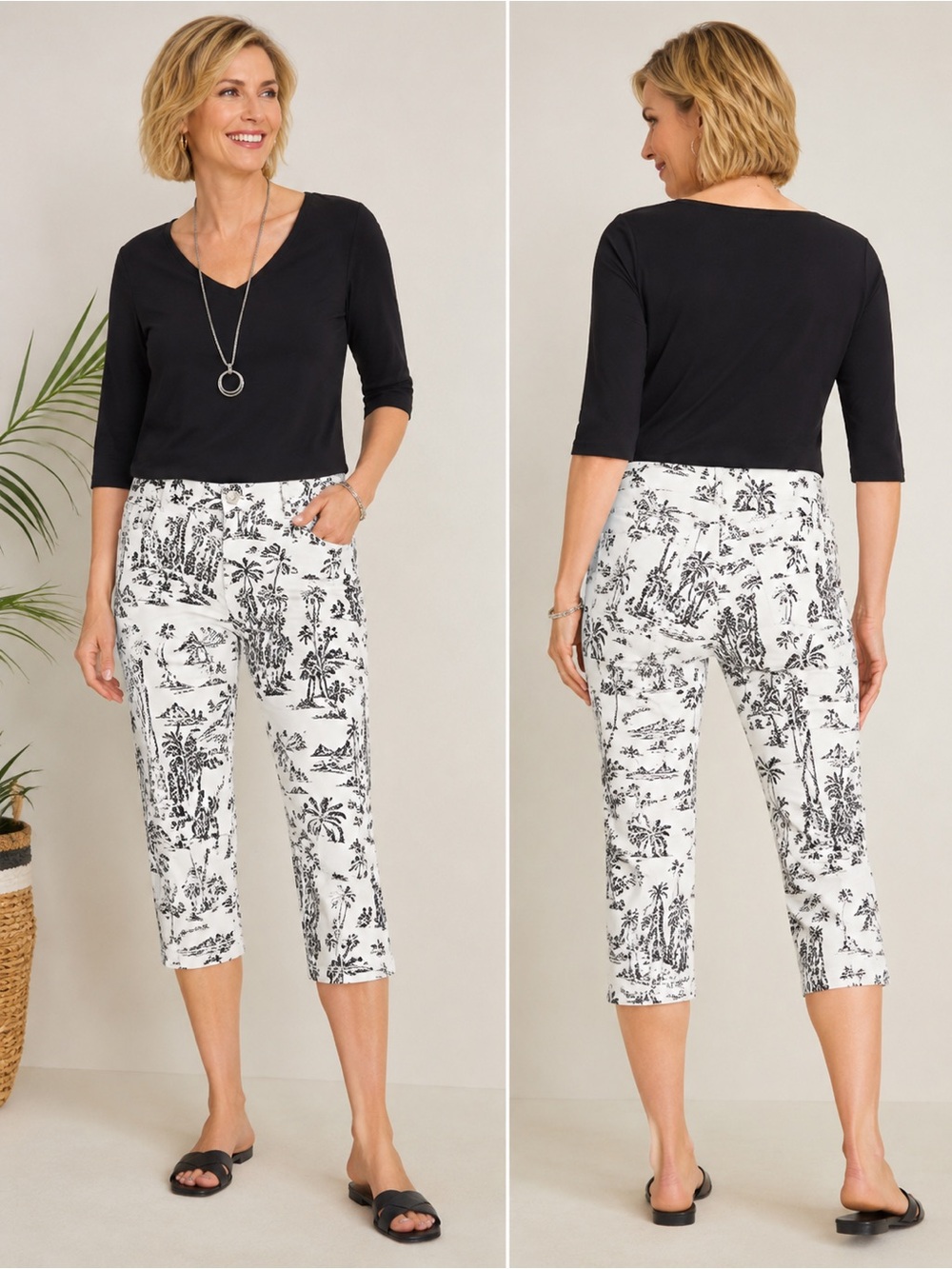 Chico’s So Slimming Girlfriend Perfect Stretch Tropical Capri Pants 00